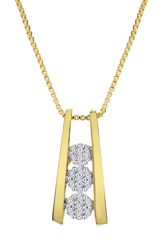 .10 Carat of Lab Grown Diamonds "Past, Present, Future" Pendant, Gold Plated.....................NOW - Griffin Jewellery Designs