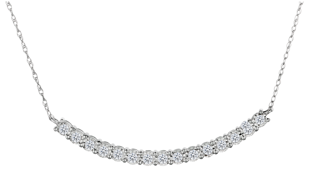 .26 Carat of Lab Grown Diamonds "Miracle" Bar Necklace, 10kt White Gold.....................NOW