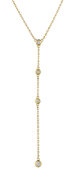 .10 Carat of Lab Grown Diamonds Bezel Set Lariat Necklace, 10kt Yellow Gold.....................NOW