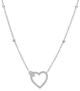 1.33 Carat of Lab Grown Diamonds "Heart" Necklace, Silver.....................NOW
