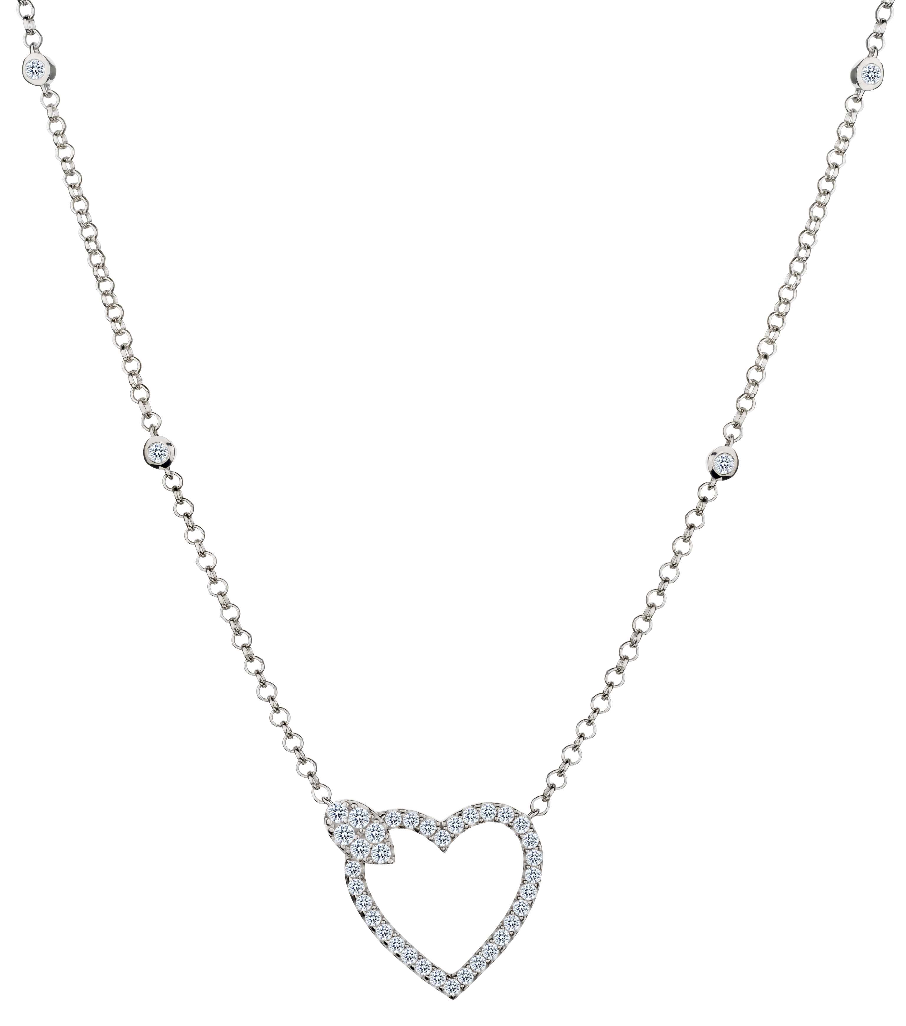 1.33 Carat of Lab Grown Diamonds "Heart" Necklace, Silver.....................NOW