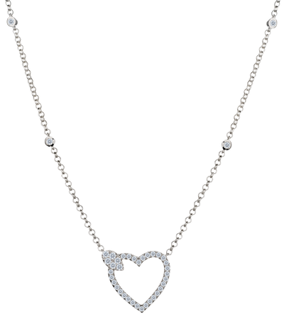 1.33 Carat of Lab Grown Diamonds "Heart" Necklace, Silver.....................NOW