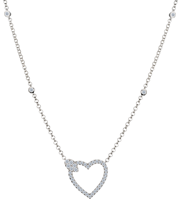 1.33 Carat of Lab Grown Diamonds "Heart" Necklace, Silver.....................NOW