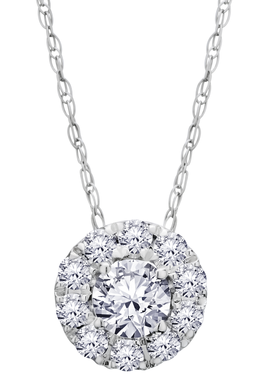.40 Carat Of Lab Grown Diamonds "Halo" Pendant, 14kt White Gold.....................NOW