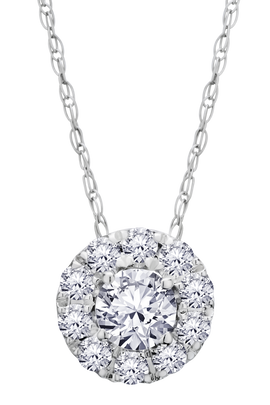 .40 Carat Of Lab Grown Diamonds "Halo" Pendant, 14kt White Gold.....................NOW