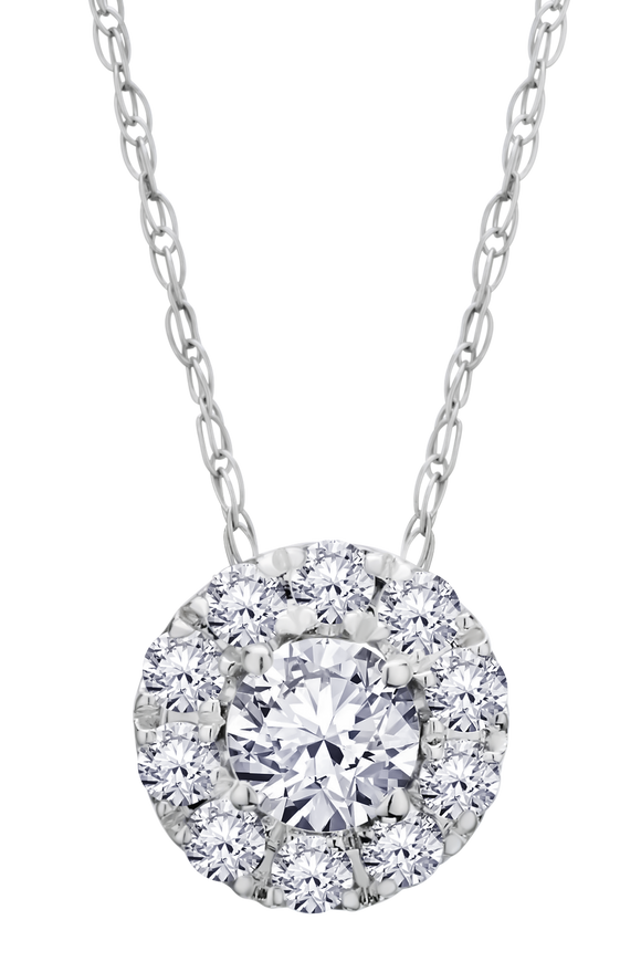 .40 Carat Of Lab Grown Diamonds "Halo" Pendant, 14kt White Gold.....................NOW