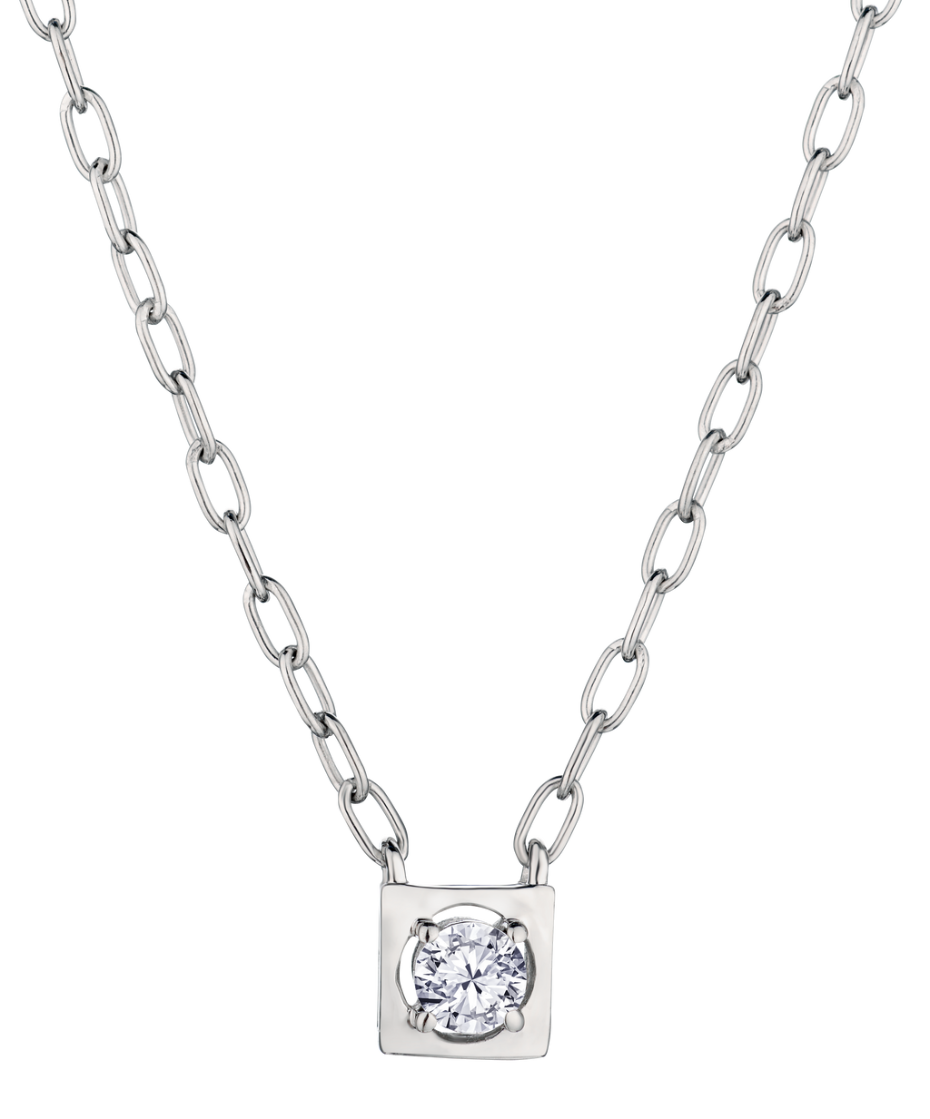 .20 Carat of Lab Grown Diamond Square Necklace, Sterling Silver.....................NOW