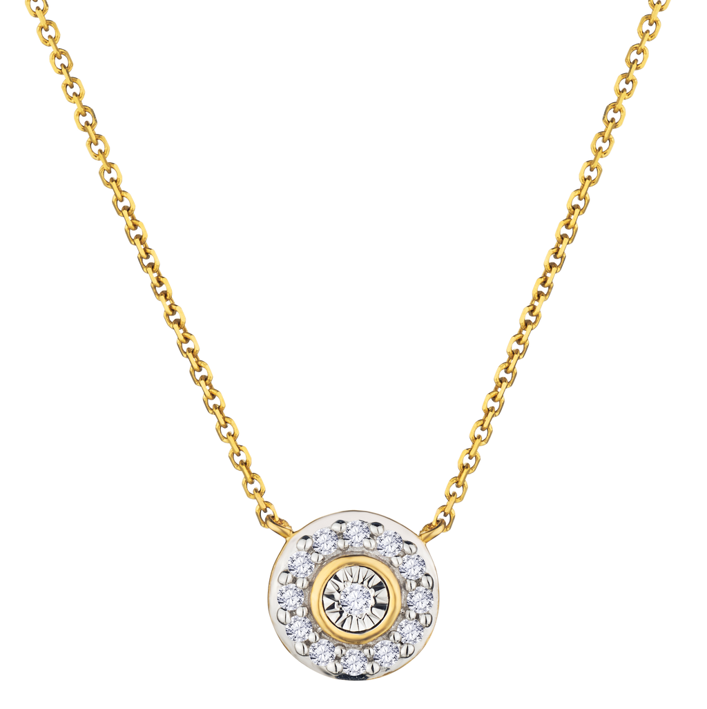 .05 Carat Lab Grown Diamond "Halo" Necklace, 10kt Yellow Gold.....................NOW