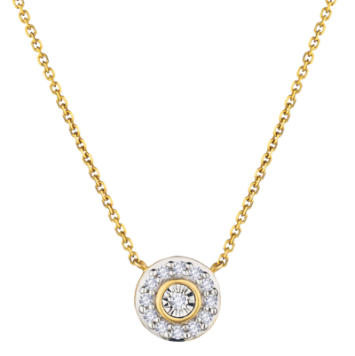 .05 Carat Lab Grown Diamond "Halo" Necklace, 10kt Yellow Gold.....................NOW - Griffin Jewellery Designs