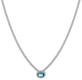 Blue Topaz CZ Adjustable Necklace, Silver.....................NOW