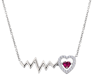Created Ruby & White Sapphire "Dancing Heartbeat" Necklace, Sterling Silver.....................NOW - Griffin Jewellery Designs