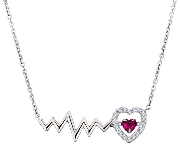 Created Ruby & White Sapphire "Dancing Heartbeat" Necklace, Sterling Silver.....................NOW - Griffin Jewellery Designs