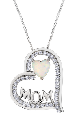 Created Opal Heart Shape "Mom" Pendant, Sterling Silver.....................NOW - Griffin Jewellery Designs