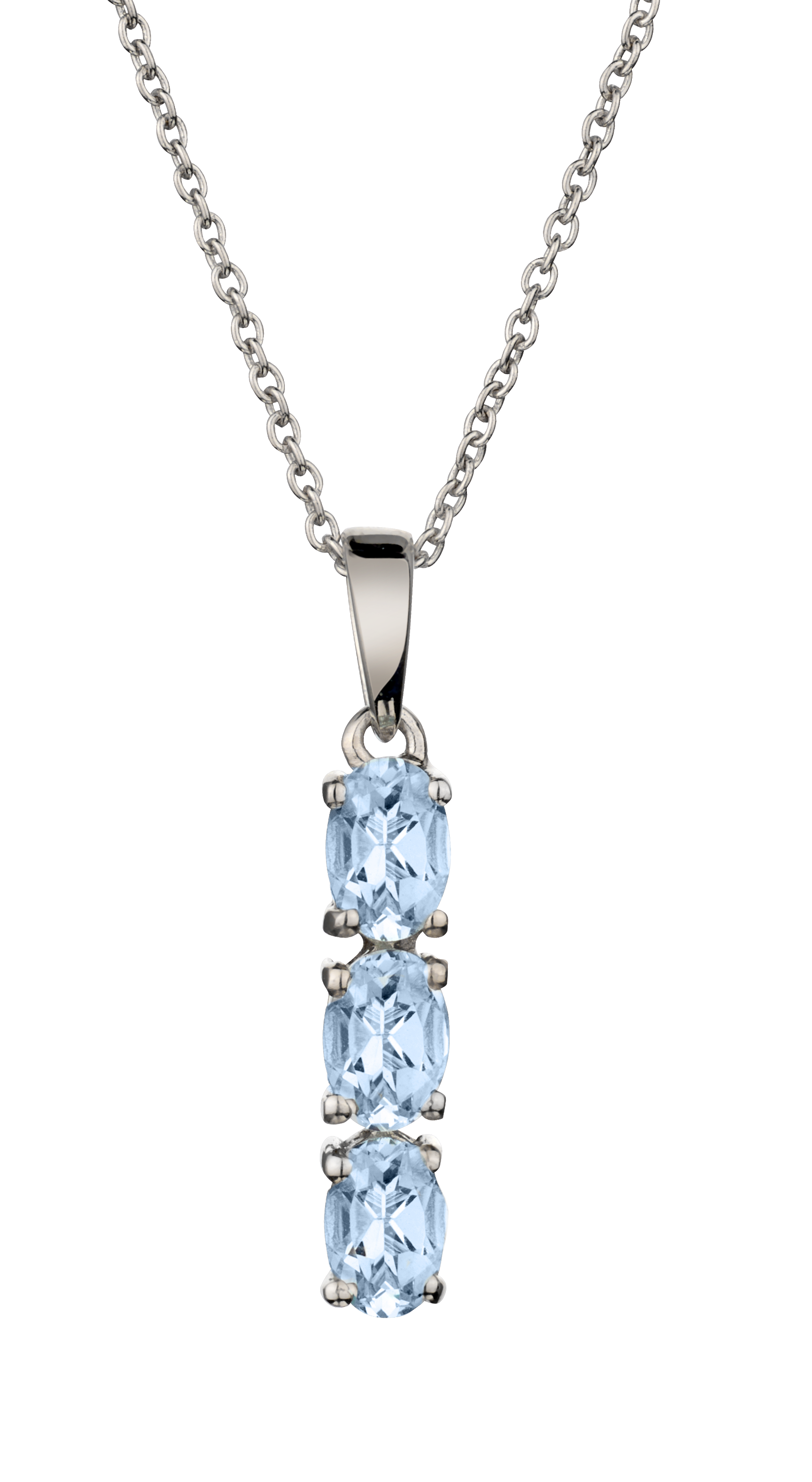 Genuine Aquamarine "Past, Present, Future" Pendant, Sterling Silver......................NOW