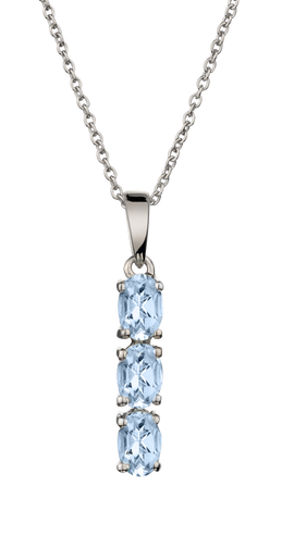 Genuine Aquamarine "Past, Present, Future" Pendant, Sterling Silver......................NOW