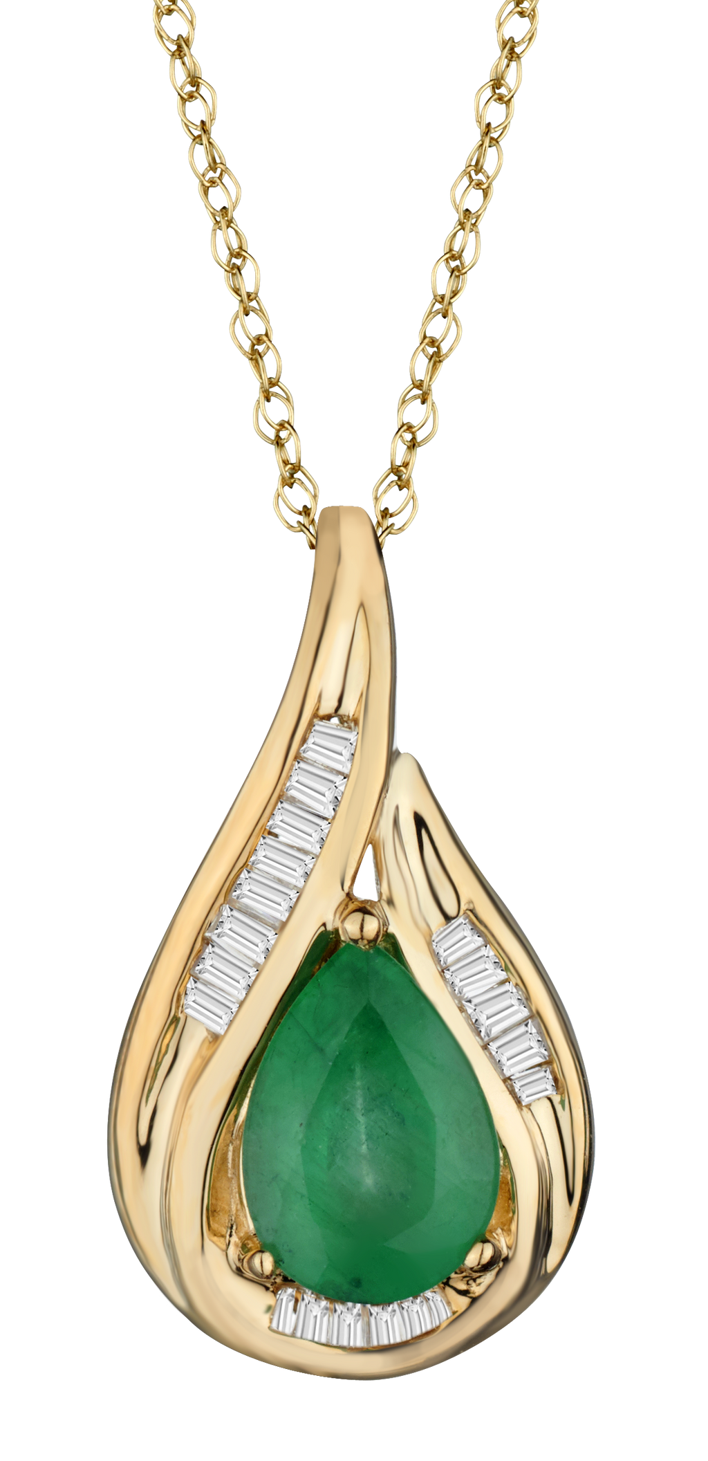Genuine Emerald & .07 Carat of Diamonds Pendant, 14kt Yellow Gold.....................NOW