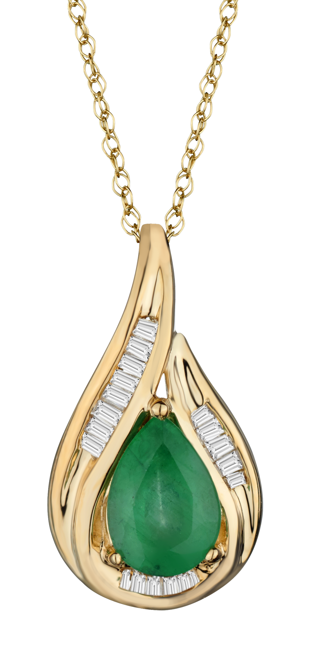 Emerald & .07 Carat of Diamonds Pendant, 14kt Yellow Gold.....................NOW