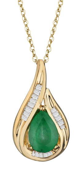 Genuine Emerald & .07 Carat of Diamonds Pendant, 14kt Yellow Gold.....................NOW
