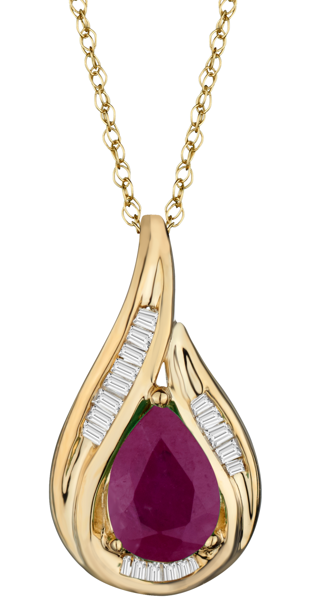 Ruby & .07 Carat of Diamonds Tear Drop Pendant, 14kt Yellow Gold.....................NOW