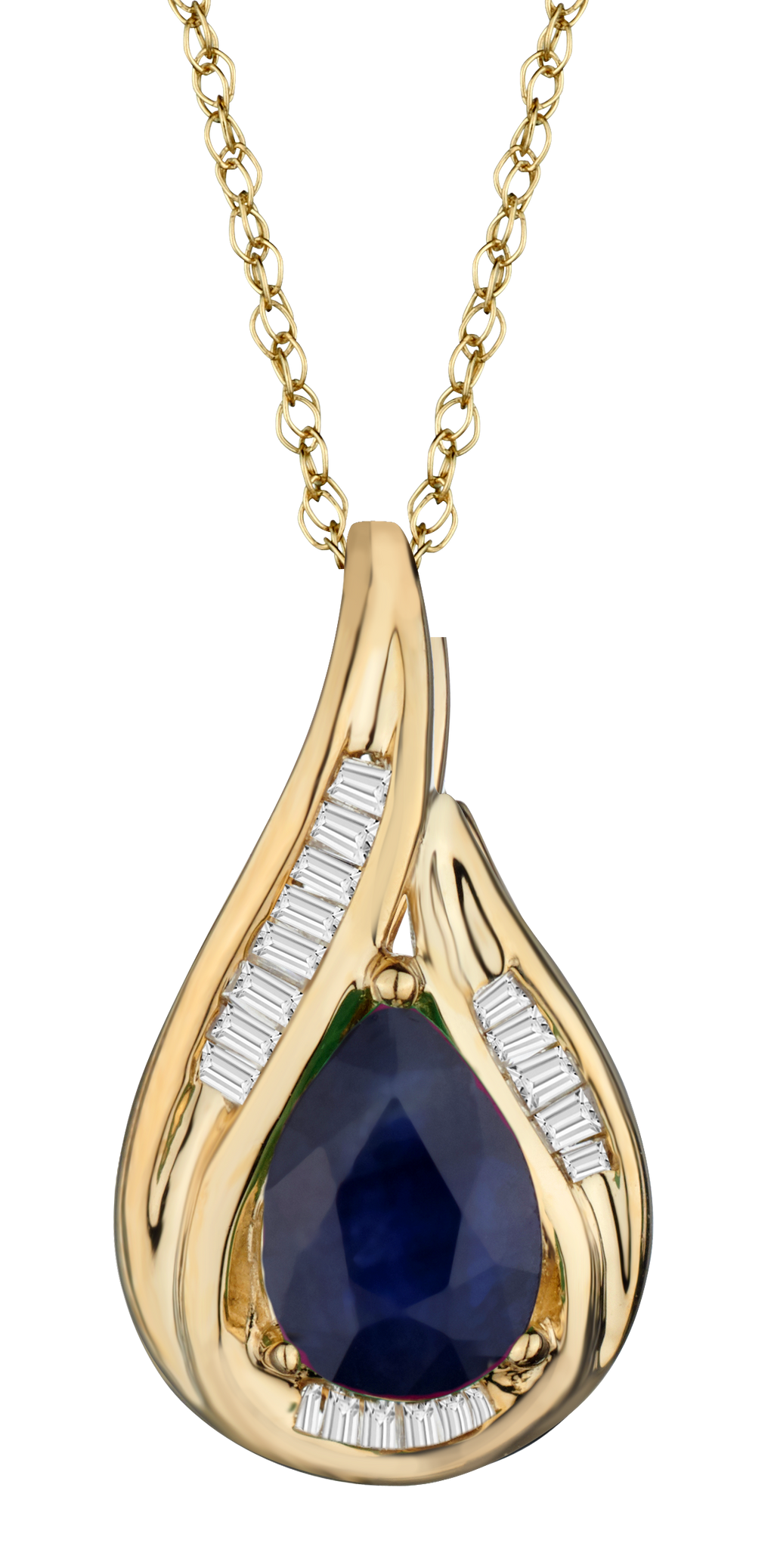 Blue Sapphire & .07 Carat of Diamonds Pendant, 14kt Yellow Gold.....................NOW