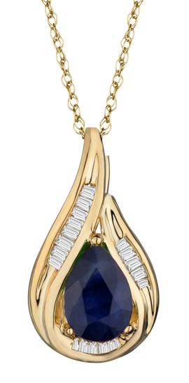 Blue Sapphire & .07 Carat of Diamonds Pendant, 14kt Yellow Gold.....................NOW