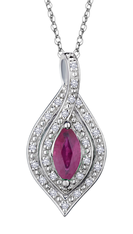 Ruby & .09 Carat of Diamonds Halo Pendant, 14kt White Gold.....................NOW
