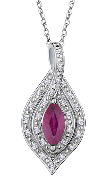 Ruby & .09 Carat of Diamonds Halo Pendant, 14kt White Gold.....................NOW