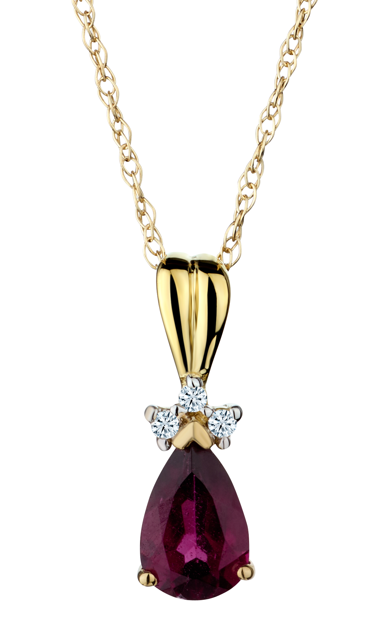 Genuine Garnet and .02 Carat of Diamonds Pendant, 10kt Yellow Gold.....................NOW