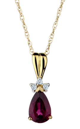 Genuine Garnet and .02 Carat of Diamonds Pendant, 10kt Yellow Gold.....................NOW