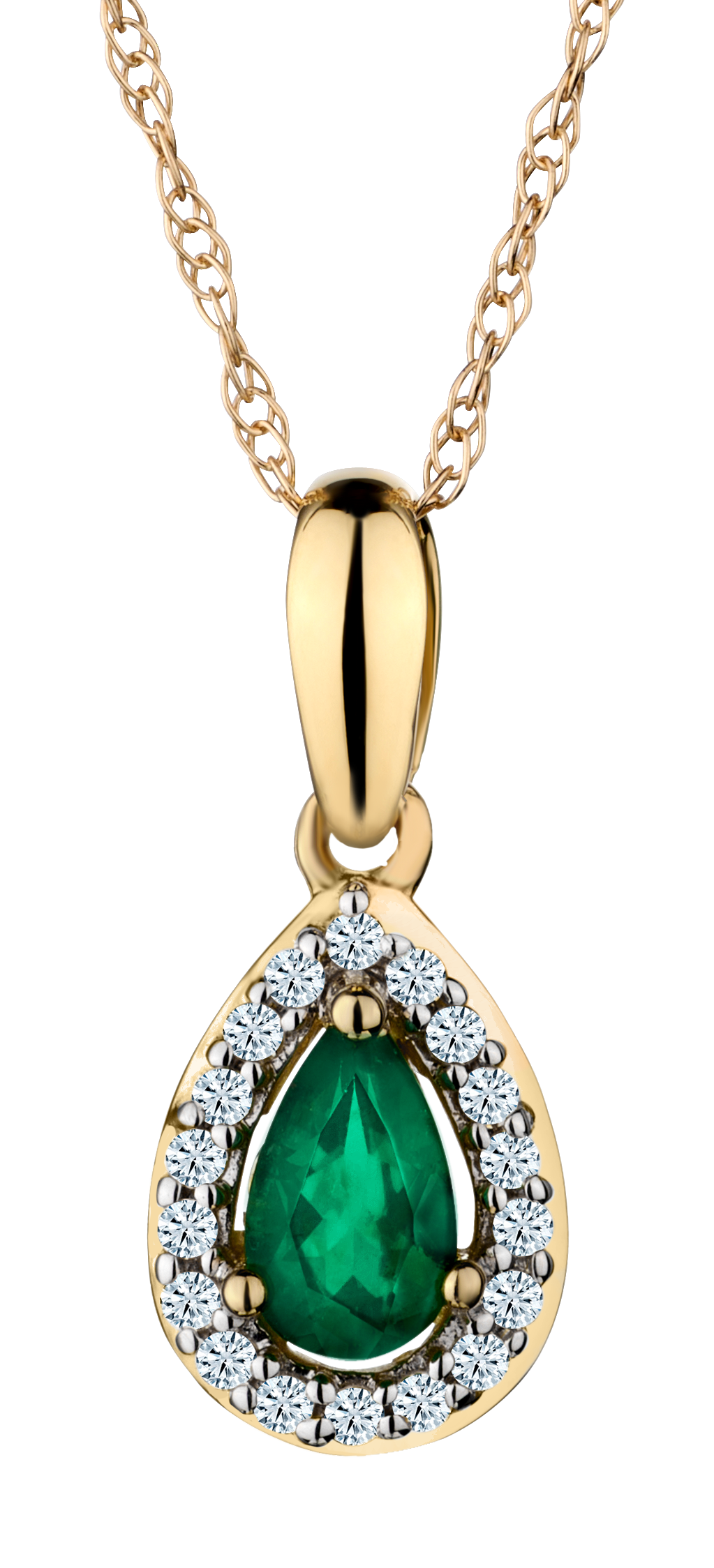 Genuine Emerald and .06 Carat of Diamonds Halo Pendant, 10kt Yellow Gold.....................NOW