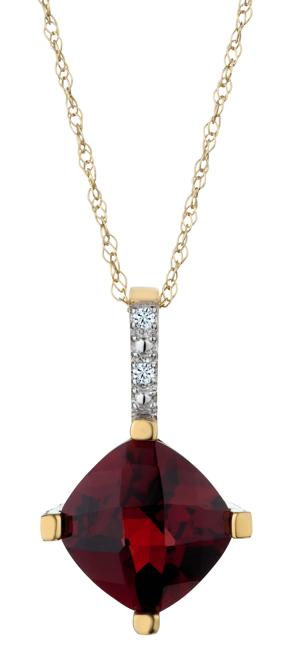 Genuine Garnet and .03 Carat of Diamonds Pendant, 10kt Yellow Gold.....................NOW