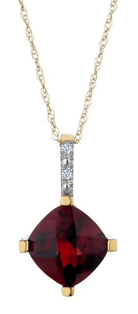 Genuine Garnet and .03 Carat of Diamonds Pendant, 10kt Yellow Gold.....................NOW