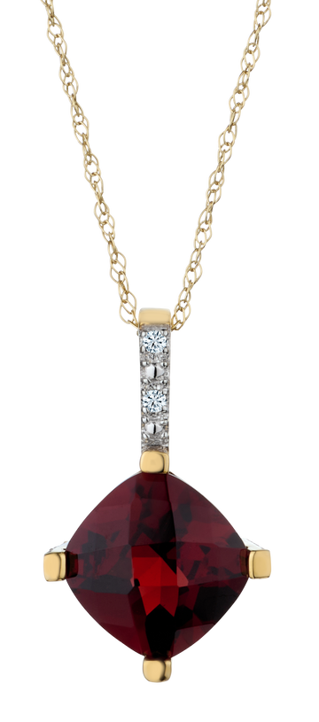 Genuine Garnet and .03 Carat of Diamonds Pendant, 10kt Yellow Gold.....................NOW