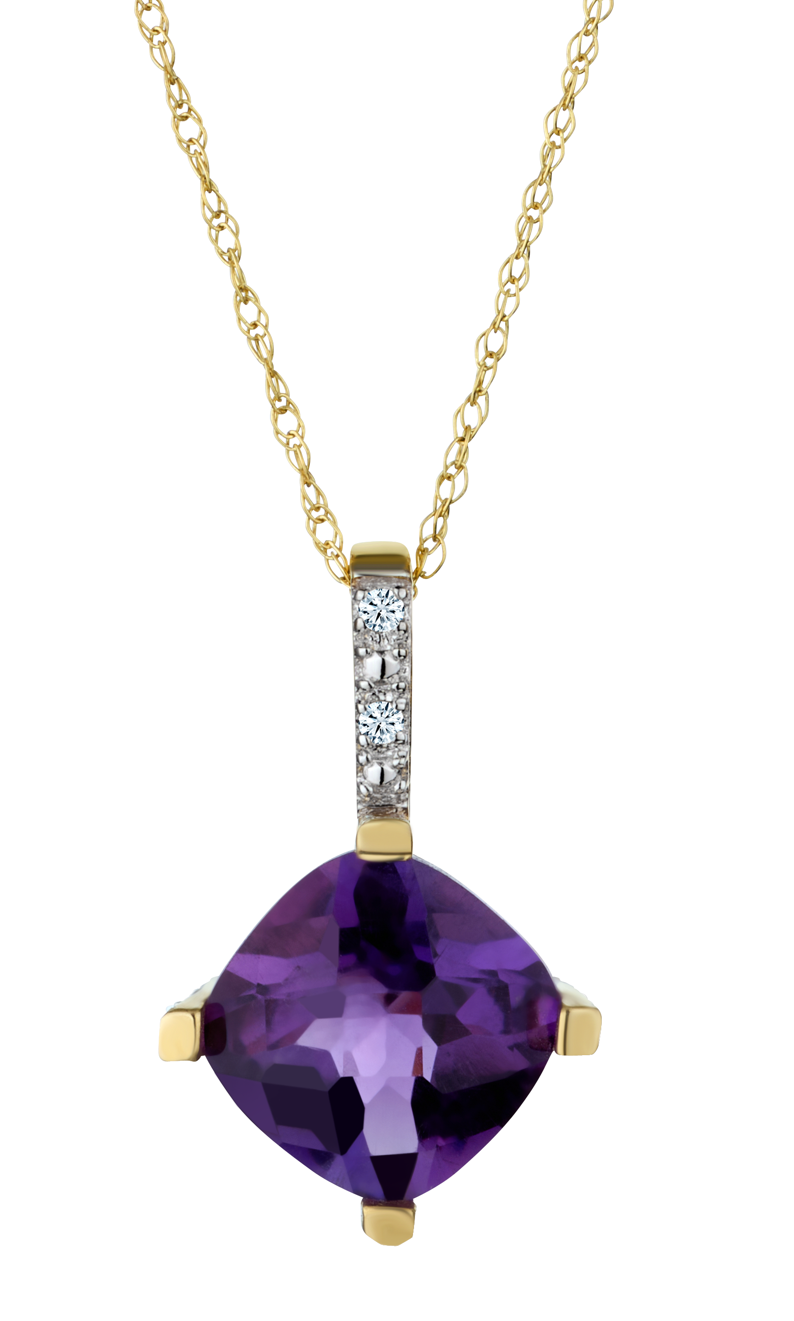 Genuine Amethyst and .03 Carat of Diamonds Pendant, 10kt Yellow Gold.....................NOW