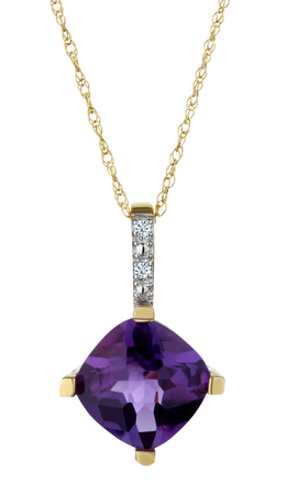 Genuine Amethyst and .03 Carat of Diamonds Pendant, 10kt Yellow Gold.....................NOW