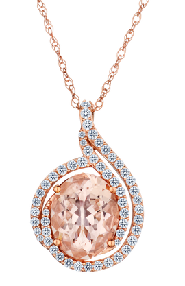 Genuine Morganite & .20 Carat of Diamonds Pendant, 10kt Rose Gold.....................NOW