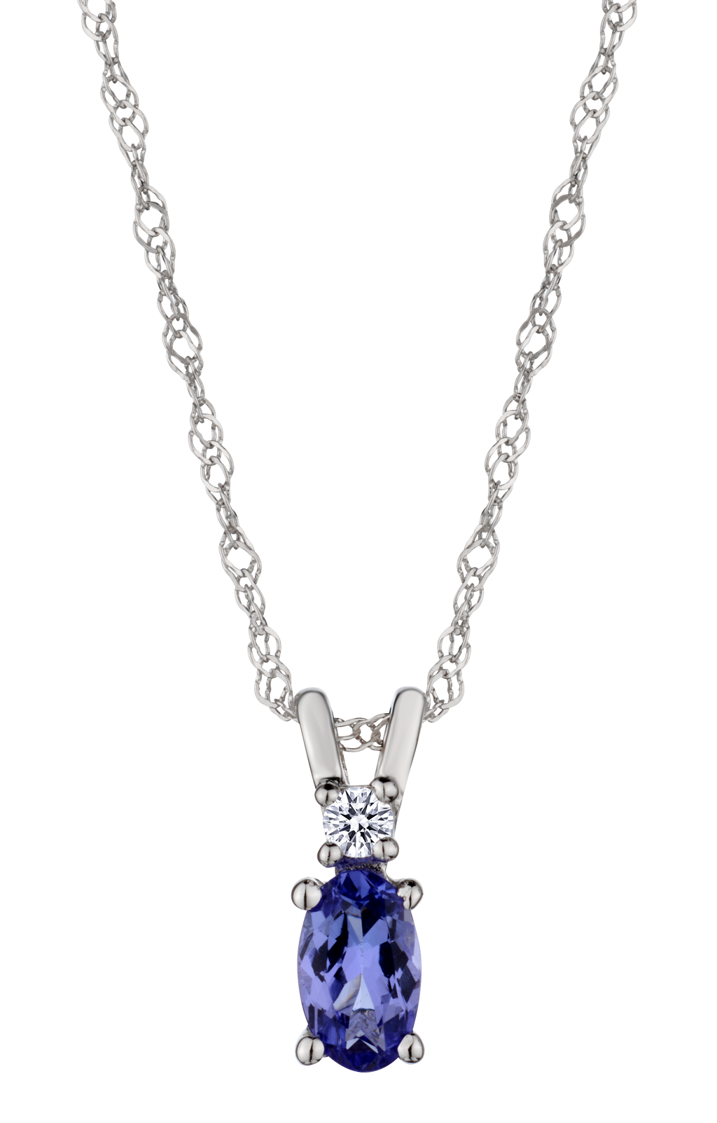 Genuine Tanzanite & 0.03 Carat of Diamonds Pendant, 14kt White Gold.....................NOW