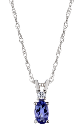 Genuine Tanzanite & 0.03 Carat of Diamonds Pendant, 14kt White Gold.....................NOW