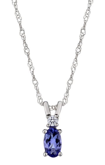 Genuine Tanzanite & 0.03 Carat of Diamonds Pendant, 14kt White Gold.....................NOW