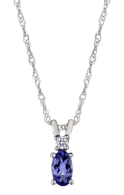 Genuine Tanzanite & 0.03 Carat of Diamonds Pendant, 14kt White Gold.....................NOW