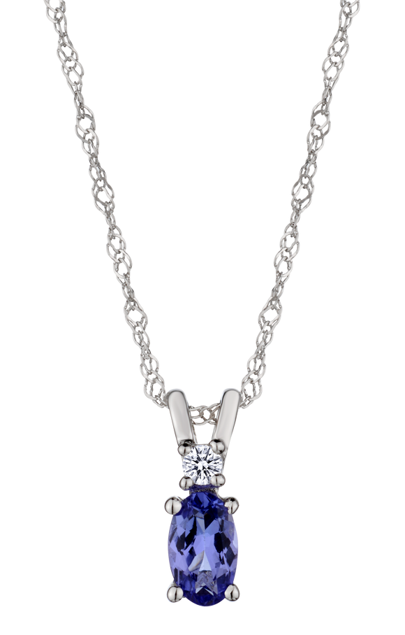 Genuine Tanzanite & 0.03 Carat of Diamonds Pendant, 14kt White Gold.....................NOW
