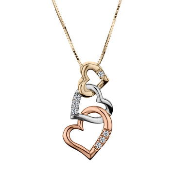 .05 Carat of Diamonds Three Intertwined Hearts, 10kt Tri Colour....................Now - Griffin Jewellery Designs
