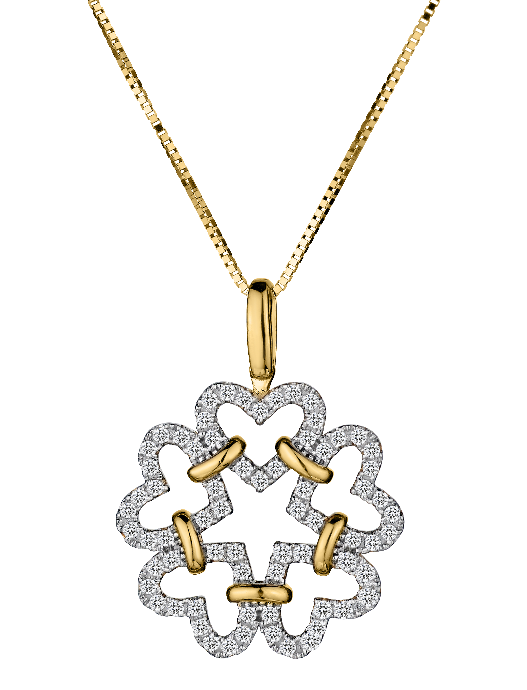 .25 TDW Diamond "Hearts and Star" Pendant,  10kt Yellow Gold. Necklaces and Pendants. Griffin Jewellery Designs.
