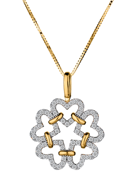 .25 TDW Diamond "Hearts and Star" Pendant,  10kt Yellow Gold. Necklaces and Pendants. Griffin Jewellery Designs.