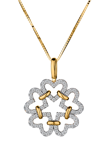 .25 TDW Diamond "Hearts and Star" Pendant,  10kt Yellow Gold. Necklaces and Pendants. Griffin Jewellery Designs.