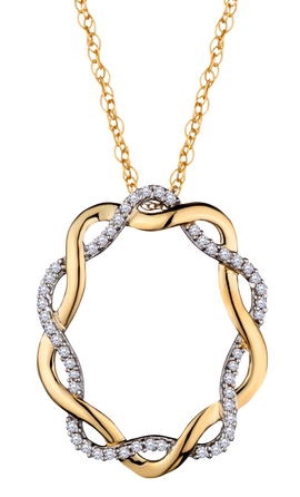 .14 Carat of Diamonds "Entwined" Pendant, 10kt Two Tone.....................NOW
