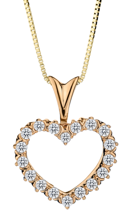 .25 Carat of Diamonds Heart Pendant, 10k Yellow Gold.....................NOW