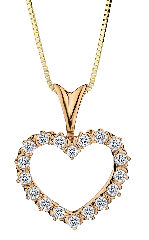 .25 Carat of Diamonds Heart Pendant, 10k Yellow Gold.....................NOW