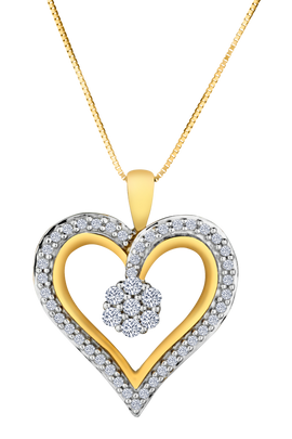 .33 Carat of Diamonds Heart Pendant, 10kt Yellow Gold.....................NOW