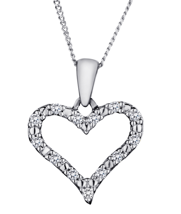 .09 Carat of Diamonds Heart Pendant, 10kt White Gold.....................NOW